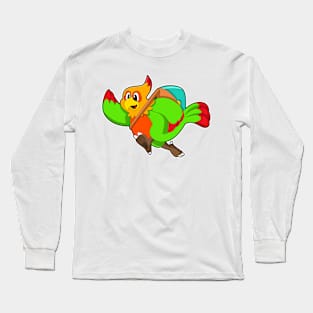 Parrot as Hiker with Backpack Long Sleeve T-Shirt